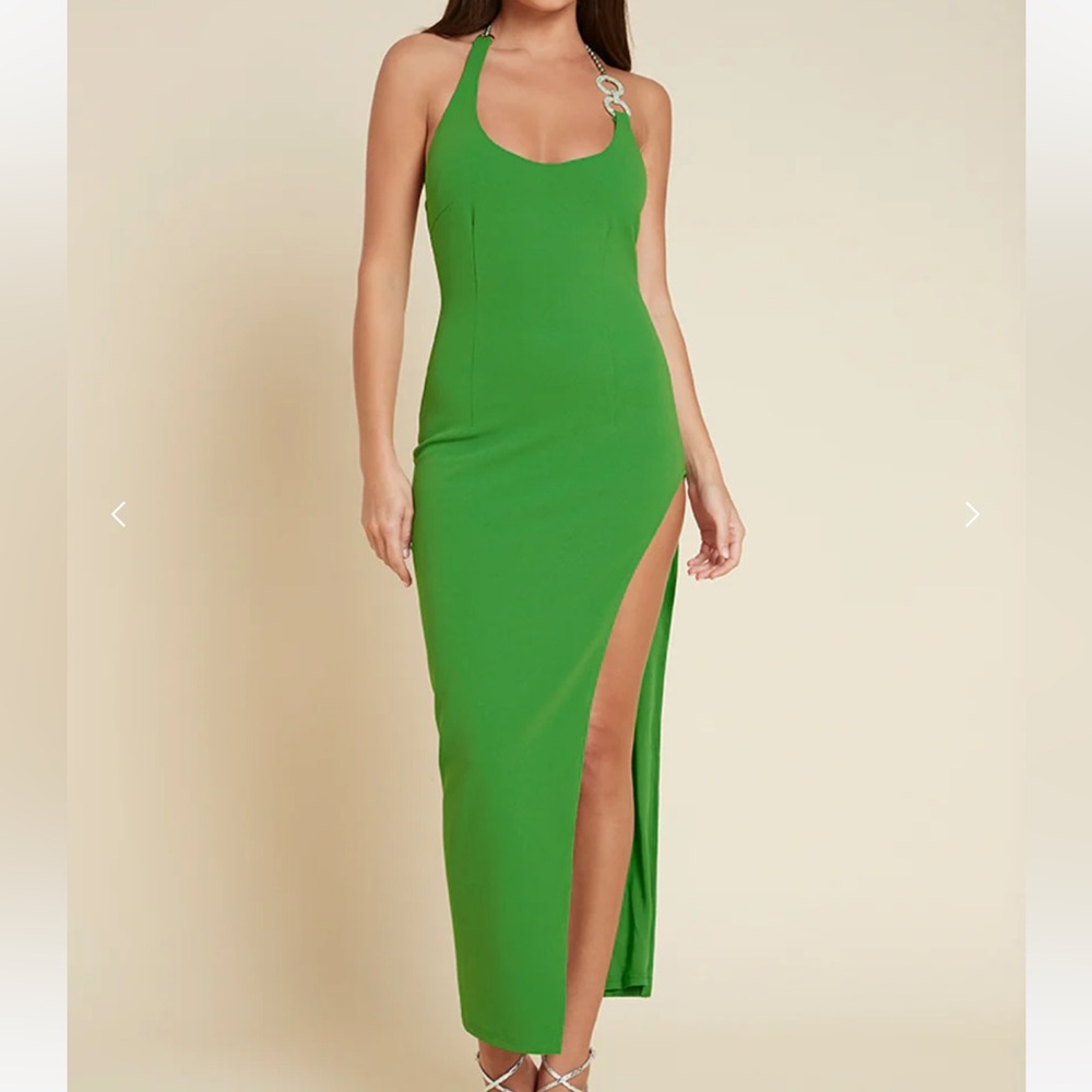 Runaway The Label Rio Halter Dress in Emerald Green